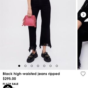 Maje Black Wide Leg Jeans with Fringe